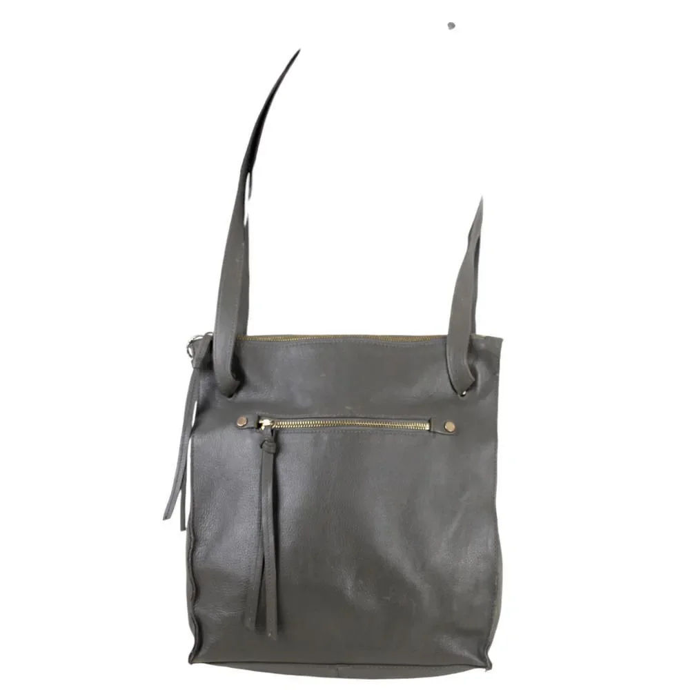 Kooba GRAY GENUINE LEATHER BACKPACK CONVERTIBLE SHOULDER BAG X-BODY PURSE